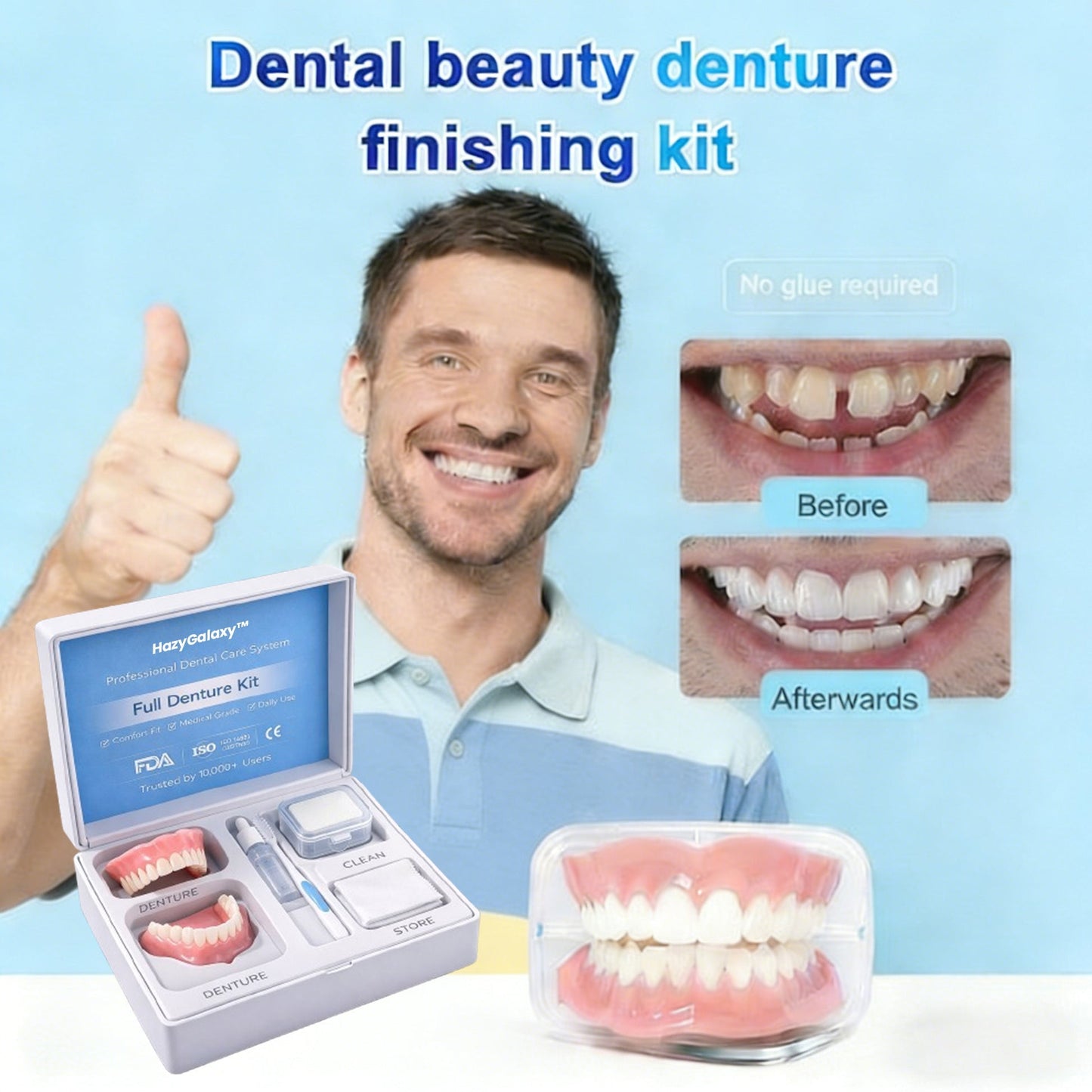 ✨ ENDS TODAY 80% OFF🔥 HazyGalaxy™ Custom-Fit Dentures 🦷Smile with Confidence
